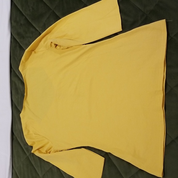 New Afibi women's square neck zip tshirt small size yellow color - Picture 5 of 5